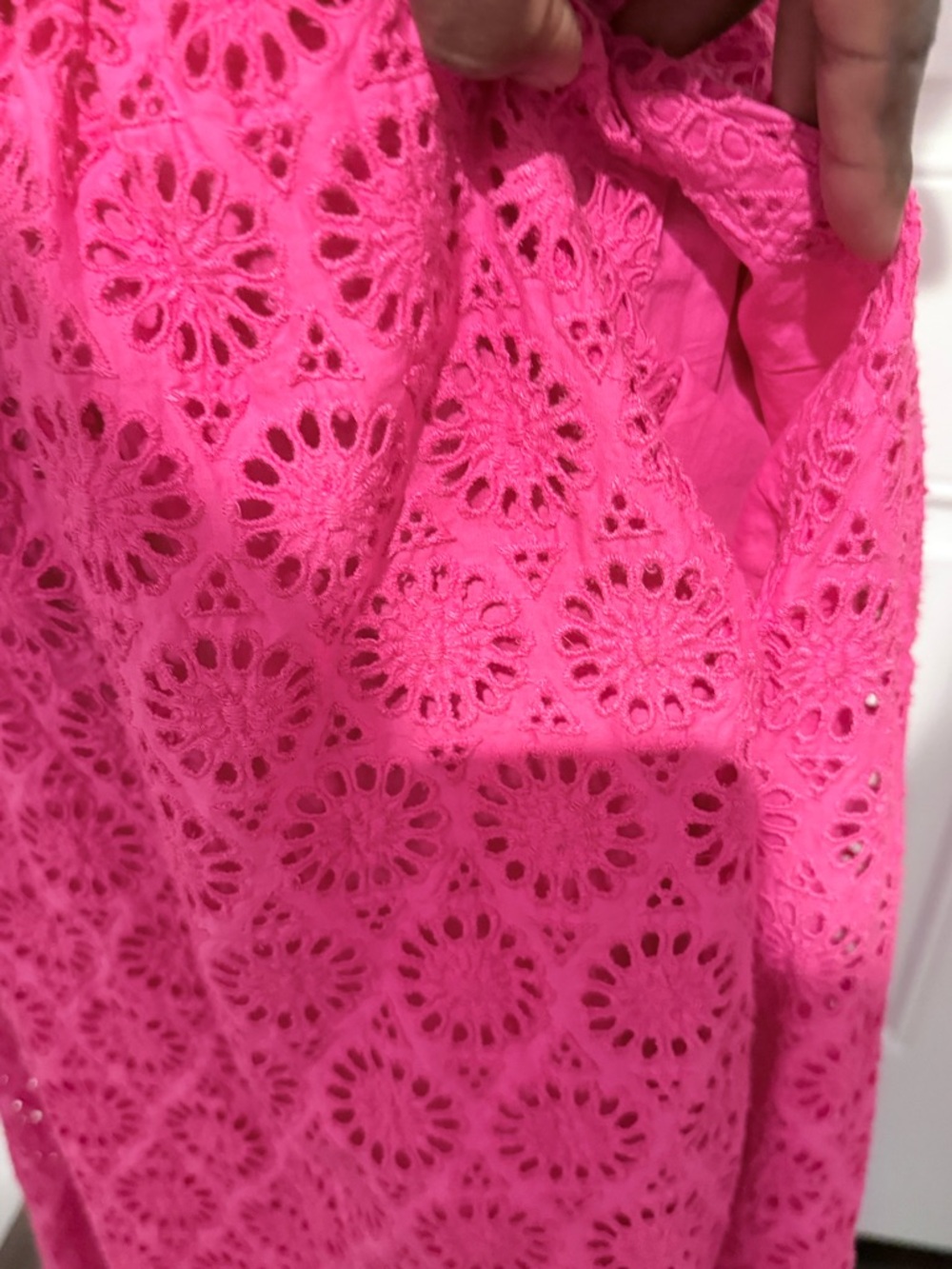 NWT J.Crew Pink Eyelet Midi Dress Ruffle Sleeve Button Front Summer Dress - Picture 9 of 15